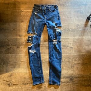 American Eagle Ripped Jeans Super Stretch X size 0